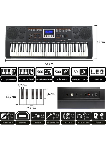 JTK-3350 61 Tuş Hassasiyetli 5 Oktav Org