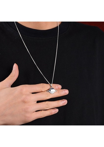 Gümüş Satürn Kolye 925 Ayar Gümüş Satürn Gezegen Figürlü Unisex Kolye