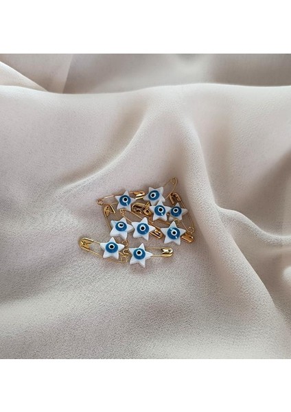 Nazar Boncuklu Sedef Maşallahlık Iğneli 10 Adet 1 cm Çeyiz Bohçası Iğnesi