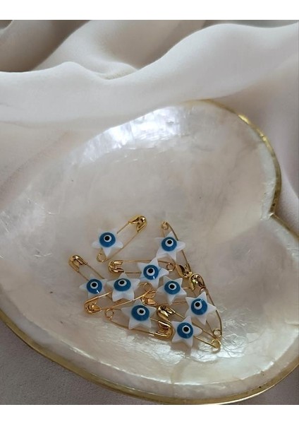 Nazar Boncuklu Sedef Maşallahlık Iğneli 10 Adet 1 cm Çeyiz Bohçası Iğnesi modelleri