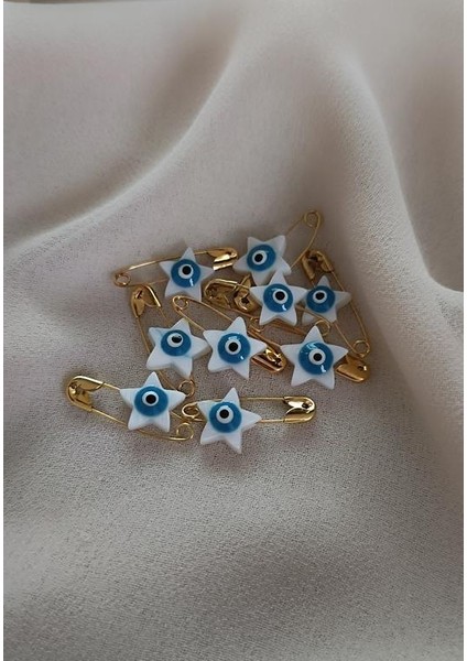 Nazar Boncuklu Sedef Maşallahlık Iğneli 10 Adet 1 cm Çeyiz Bohçası Iğnesi fırsatları