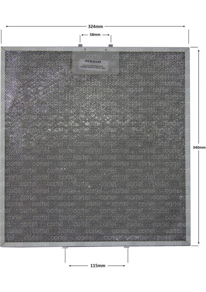 81484011 Teka Davlumbaz Filtresi, 340×324 Mm, Metal Yağ Filtresi Değişimi, Örneğin Teka, M1