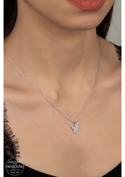 Swarovski Crystal Kuş 925 Ayar Gümüş Kolye