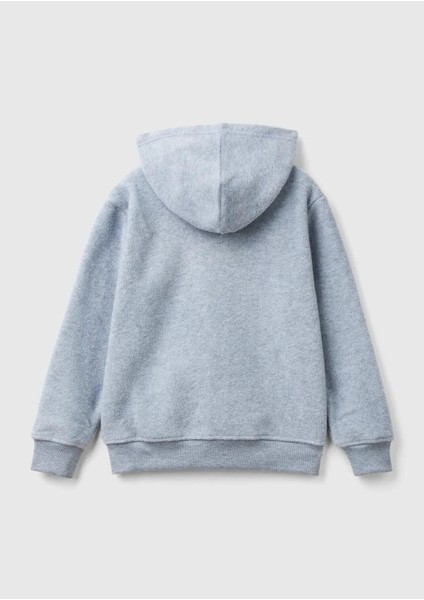 United Colors Of Benetton Erkek Çocuk Gri Melanj Etiket Detaylı Sweatshirt