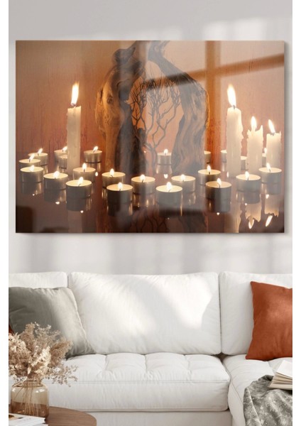 Mum ve Ağaç | Mumlar Temalı Cam Tablo | 50 x 70 cm fiyatları