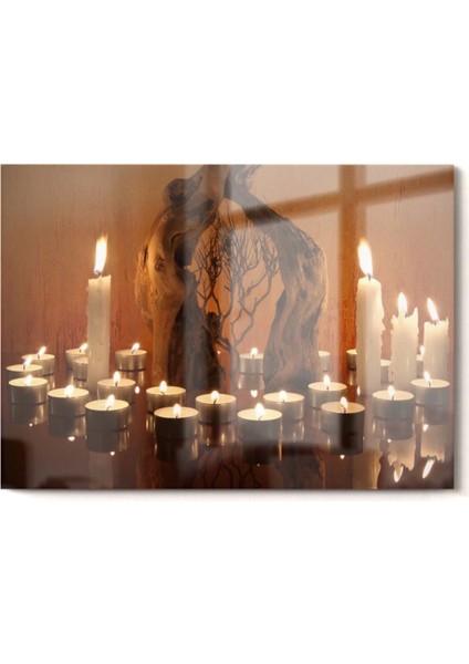 Mum ve Ağaç | Mumlar Temalı Cam Tablo | 50 x 70 cm fırsatları