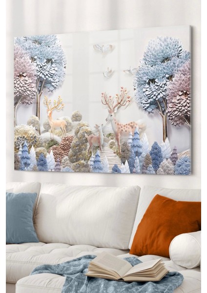 Geyikli Orman|doğa Temalı Cam Tablo | 50 x 70 cm