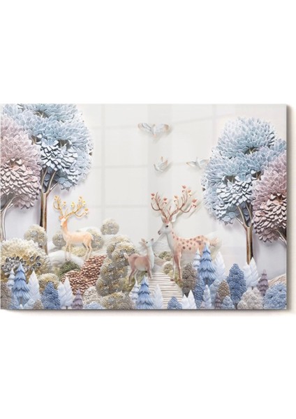 Geyikli Orman|doğa Temalı Cam Tablo | 50 x 70 cm