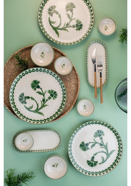 14 Parça 6 Kişilik Kahvaltı Takımı Ottoman Elegance Yeşil