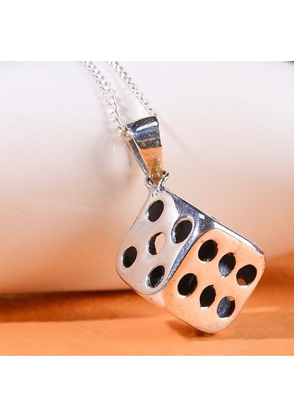 Gümüş Zar Kolye 925 Ayar Gümüş Zar Figürlü Erkek Kolye