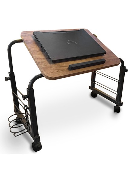 Yükseklik ve Genişlik Ayarlı Eğimli Tekerlekli Laptop Sehpası