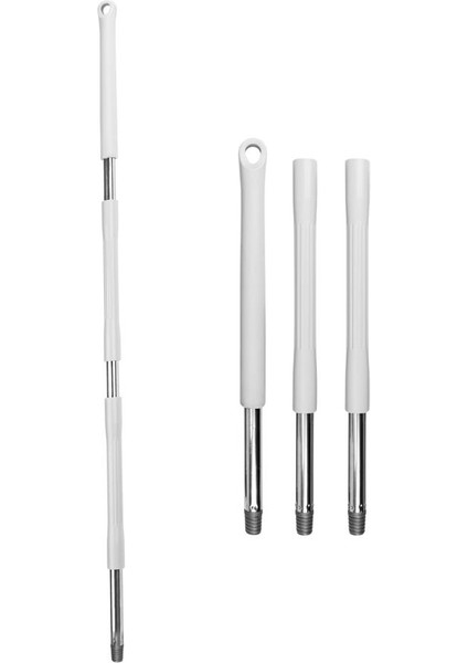 Tüm Vidalı Fırça ve Temizlik Gereçleriyle Uyumlu Mop Sapı, 3 Parçalı, Ayrılabilir, Çok Amaçlı Beyaz