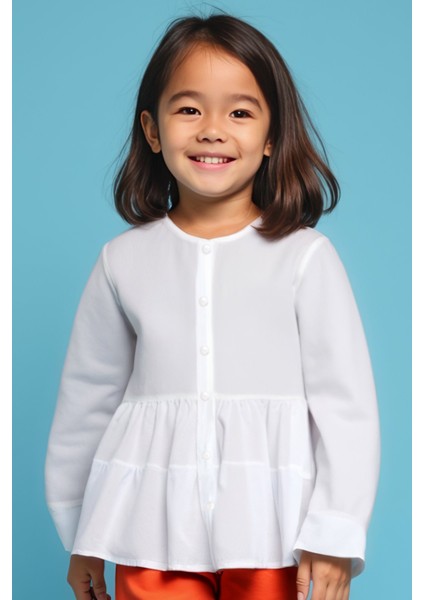 Lea Ekru Pamuklu Kız Çocuk Gömlek