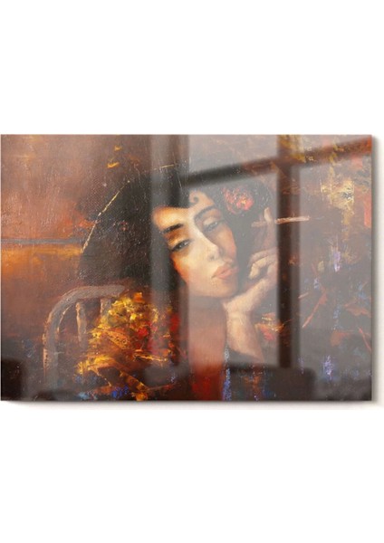 Etnik Kadın Çizimi | Sanat Temalı Cam Tablo | 50 x 70 cm fırsatları