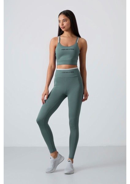 Mint Yeşili Polyester Esnek Standart Fit Performans Kadın Tayt Takım - 95333