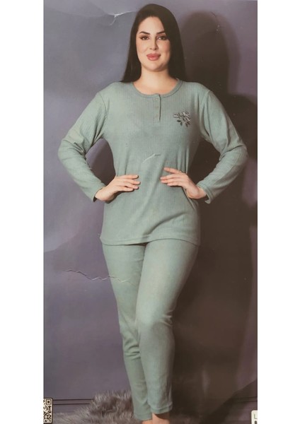 Battal Beden Interlok Anne Pijama Takımı 1912