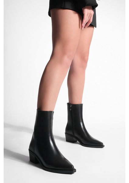 Kadın Sivri Burun Kovboy Kalın Topuk Western Bot Tahis Siyah fırsatları