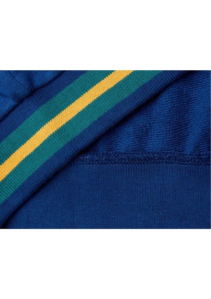 Erkek Çocuk Saks Mavi Kontrast Detaylı Önü Çıtçıt Kapamalı Reglan Kol Bomber Sweatshirt modelleri