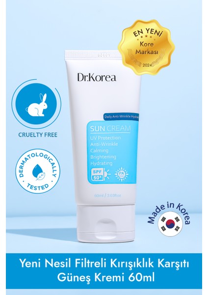Daily Anti-Wrinkle Hydrating Sun Cream Yeni Nesil Filtreli Yüksek Korumalı Güneş Kremi 60ML