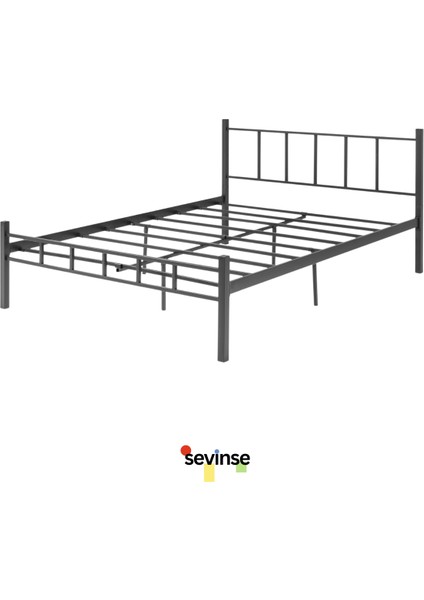 Sevinse Çift Kişilik Metal Karyola Siyah