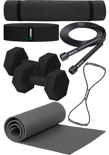 Evde Pilates Keyfi İçin Çok Yönlü Set, Siyah, Türkiye Menşei