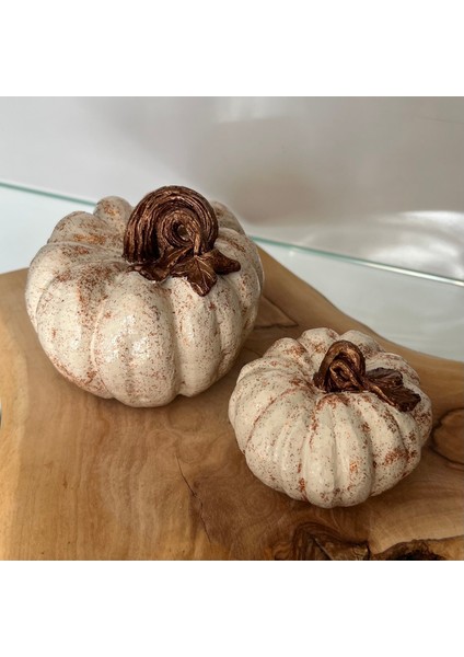 Simli Bal Kabağı İkili Obje Krem Bakır