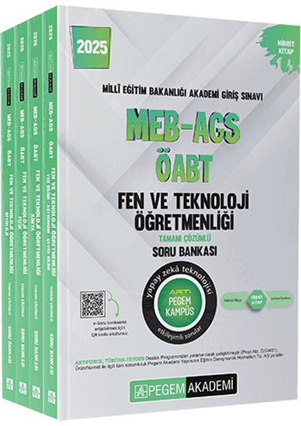 2025 MEB-AGS-ÖABT Fen ve Teknoloji Öğretmenliği Tamamı Çözümlü Soru Bankası 4 Kitap