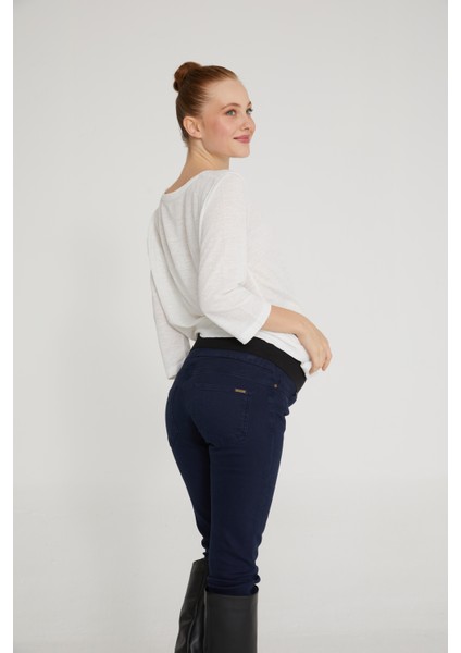 Slim Fit Likralı Hamile Jean Lacivert Pantolon Vasirus Slim Leg modelleri