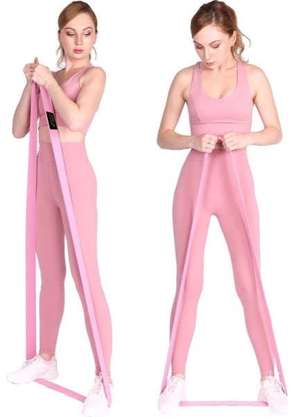 Pembe Dokuma Loop Bant, Orta Sert, Pilates Egzersiz Lastiği