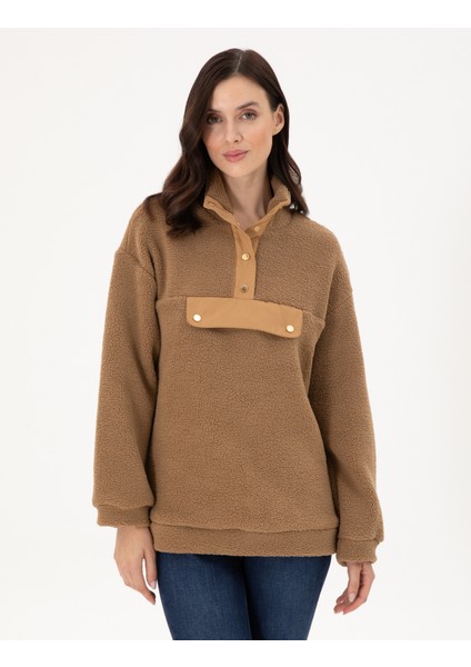 Kadın Camel Oversize Sweatshirt 50290990-VR015