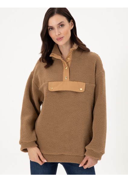 Kadın Camel Oversize Sweatshirt 50290990-VR015