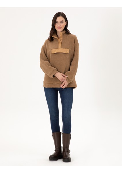 Kadın Camel Oversize Sweatshirt 50290990-VR015