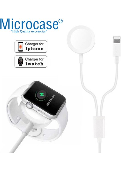 Apple Watch Series 10 42MM/46 mm ile Uyumlu Manyetik Lightning+Usb Şarj Kablosu 1.2m 2in1 Beyaz AL2363 fırsatları