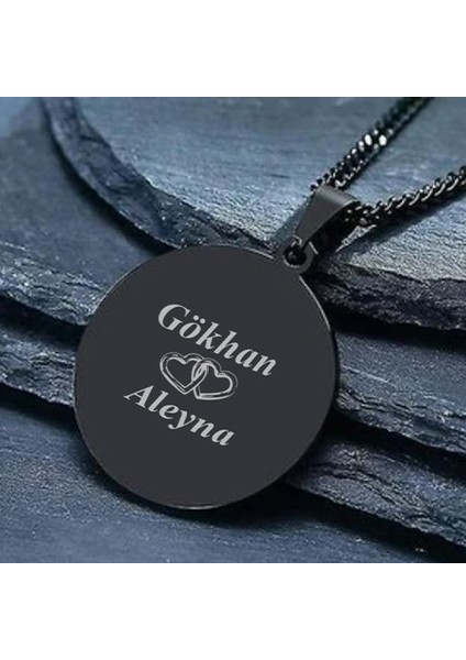 Kişiye Özel Isimli Paslanmaz Çelik Kolye Yuvarlak Kolye