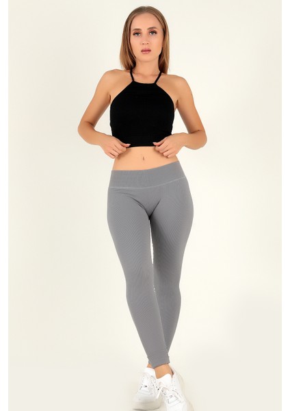 Seamless Normal Bel Ripli Spor Tayt