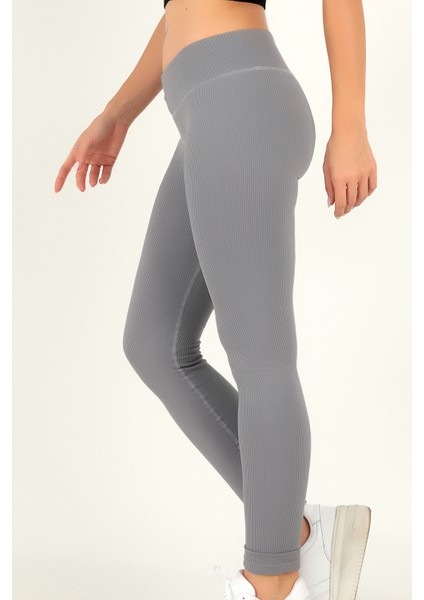 Seamless Normal Bel Ripli Spor Tayt