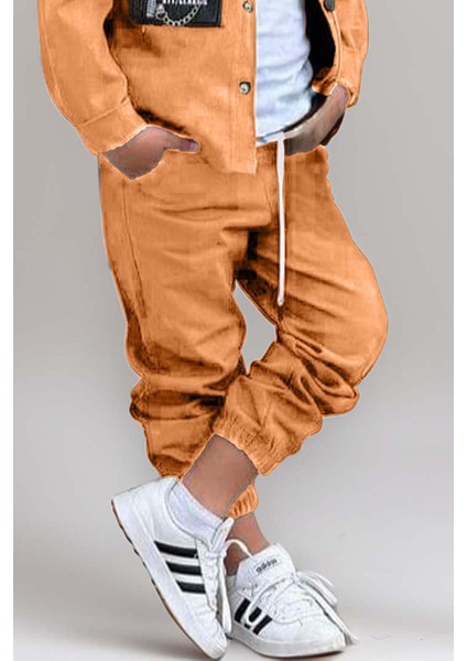 Erkek Çocuk Cıtcıt Düğme Detaylı Gömlek Yaka Ceket Penye Tişört Taba Eşofman Takım fırsatları