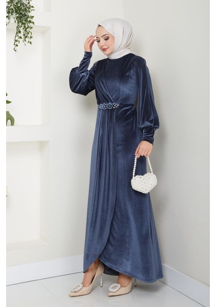 Kadın Giyim Abiye Moda Taş Tokalı Kadife Abiye Elbise 2533 fiyatları