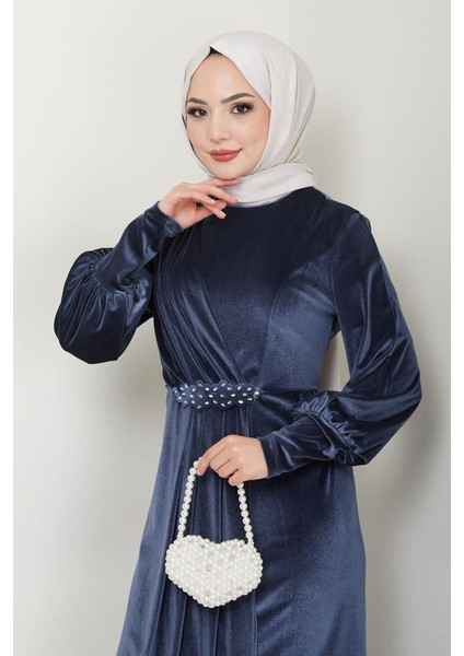 Kadın Giyim Abiye Moda Taş Tokalı Kadife Abiye Elbise 2533 fırsatları