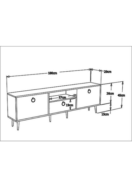 Demonte Decor 180 cm Sole Tv Ünitesi,sehpası Ceviz-Ceviz