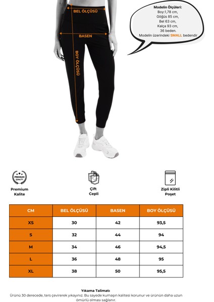 Yüksek Bel Lastikli Cepli Rahat Kesim Toparlayıcı Jogger Siyah Kadın Eşofman Altı - Beat modelleri