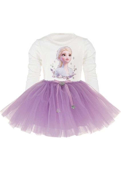 Elsa Baskılı Uzun Kol Body ve Kabarık Tütü Etek Ikili Takım