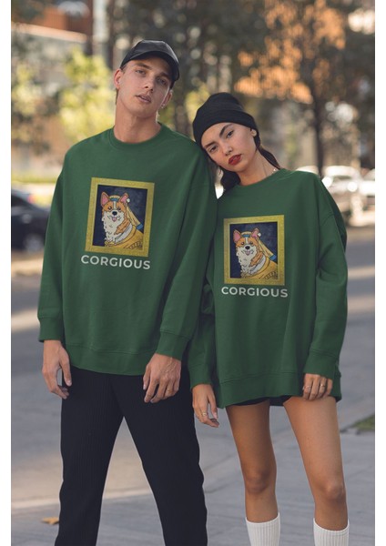 Unısex Tarz Corgıous Baskılı Oversize Sweatshirt 22825