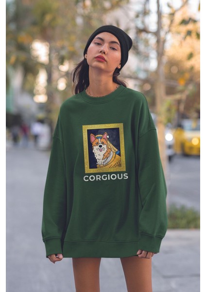 Unısex Tarz Corgıous Baskılı Oversize Sweatshirt 22825