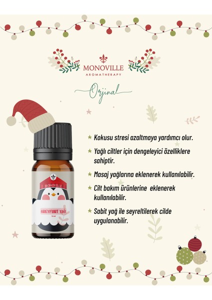 Limon Yağı 10 Ml, Portakal Yağı 10 Ml, Greyfurt Yağı 10 ml ( Yeni Yıl Hediye Seti ) 3x10 ml