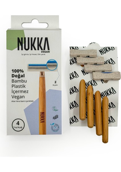 Bambu Saplı Plastik İçermez Tıraş Bıçağı 4'lü modelleri