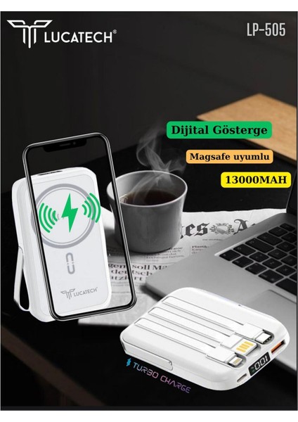 Powerbank Magsafe + Standlı 13.000 Mah Taşınabilir Şarj Cihazı 25W Pd + Turbo Sarj