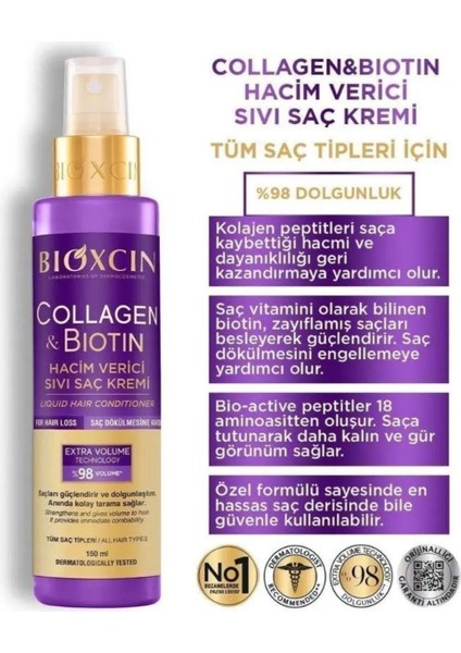 Collagen & Biotin Ekstra Hacim Şampuanı 300ml + Saç Bakım Yağı + Saç Kremi + Sıvı Saç Kremi