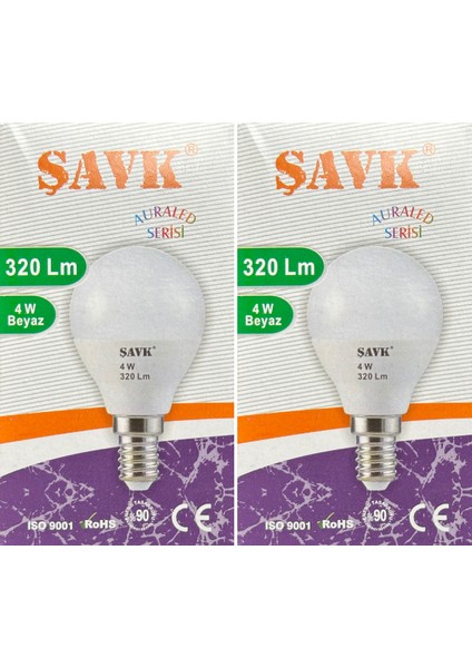 4W (25W) 6000K (Beyaz Işık) E14 Duylu LED Top Ampul (2 Adet)