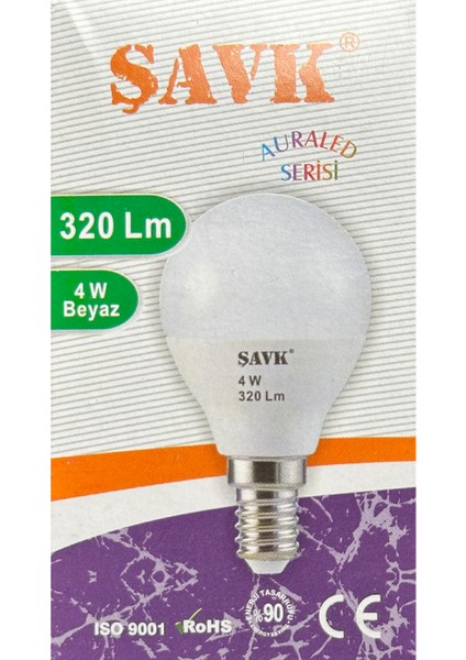 4W (25W) 6000K (Beyaz Işık) E14 Duylu LED Top Ampul (4 Adet)